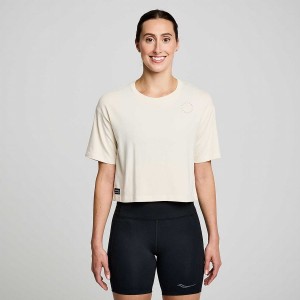 Beige Saucony Recovery Boxy Tee Women's T Shirts | Malaysia S25164-W57