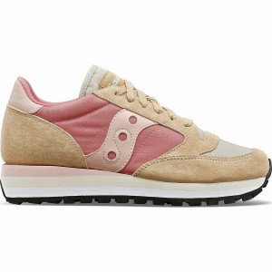 Beige / Red Saucony Jazz Triple Women's Sneakers | Malaysia S70931-C87