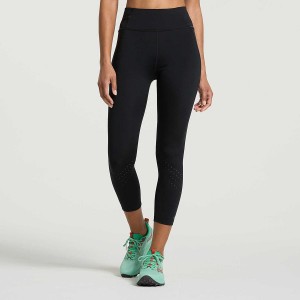 Black Saucony Explorer Utility Crop Women's Tight | Malaysia S26983-N20