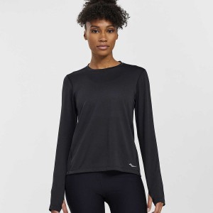 Black Saucony Stopwatch Long Sleeve Women's T Shirts | Malaysia S57829-M10