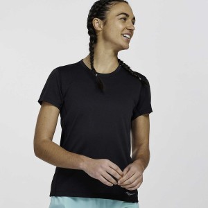 Black Saucony Stopwatch Short Sleeve Women's T Shirts | Malaysia S17248-D13