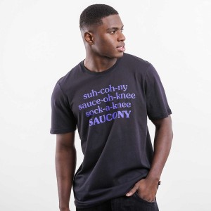 Black Saucony X Frank Cooke Rested Men's T Shirts | Malaysia S80451-S45