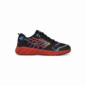 Black / Red Saucony Wind 2.0 Lace Sneaker Kids' Running Shoes | Malaysia S61543-U16