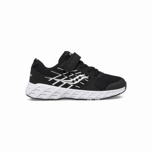 Black / White Saucony Wind 2.0 A/C Sneaker Kids' Running Shoes | Malaysia S85094-M71