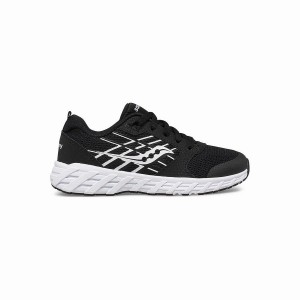 Black / White Saucony Wind 2.0 Lace Sneaker Kids' Running Shoes | Malaysia S96250-Z81