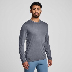 Blue Saucony Peregrine Merino Long Sleeve Men's T Shirts | Malaysia S62470-J42