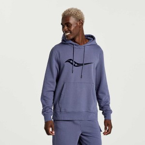 Blue Saucony Rested Men's Hoodie | Malaysia S92307-Q70