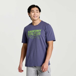 Blue Saucony Rested Men's T Shirts | Malaysia S60354-R84