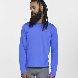 Blue Saucony Stopwatch Long Sleeve Men's T Shirts | Malaysia S42593-J20