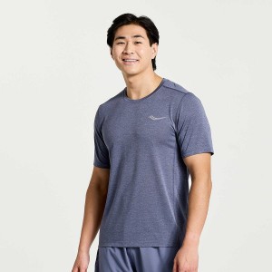 Blue Saucony Stopwatch Short Sleeve Men's T Shirts | Malaysia S74309-E13