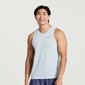 Blue Saucony Stopwatch Singlet Men's Tank Top | Malaysia S93058-J04