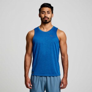 Blue Saucony Stopwatch Singlet Men's Tank Top | Malaysia S65132-K38