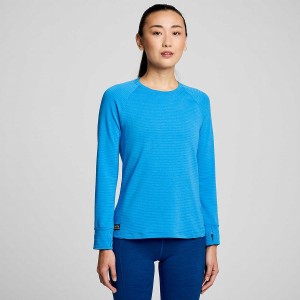 Blue Saucony Triumph 3D Crew Women's T Shirts | Malaysia S56820-J46