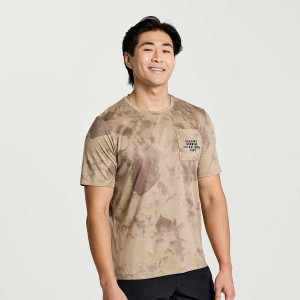 Brown Saucony Explorer Short Sleeve Men's T Shirts | Malaysia S45139-W93