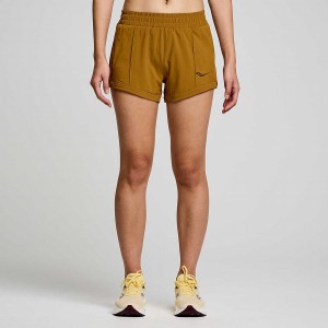 Brown Saucony Outpace 3" Women's Shorts | Malaysia S87514-P87