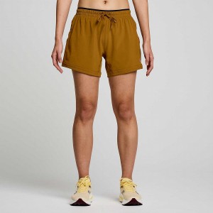 Brown Saucony Outpace 5" Women's Shorts | Malaysia S57892-H07