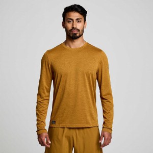 Brown Saucony Stopwatch Long Sleeve Men's T Shirts | Malaysia S80274-M53