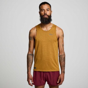 Brown Saucony Stopwatch Singlet Men's Tank Top | Malaysia S92730-R08