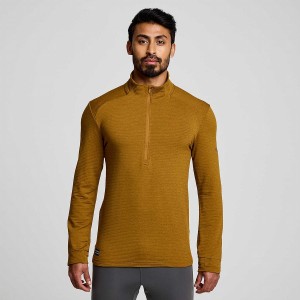 Brown Saucony Triumph 3D 1/2 Zip Men's Tops | Malaysia S59048-Z71