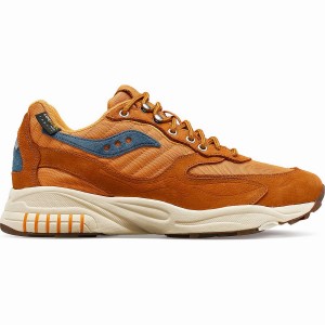 Brown / Red Saucony 3D Grid Hurricane Endless Knot Men's Sneakers | Malaysia S82093-F57