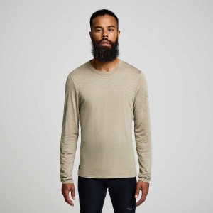 Coffee Saucony Peregrine Merino Long Sleeve Men's T Shirts | Malaysia S59217-G48