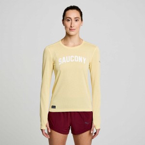 Glow Graphic Saucony Stopwatch Graphic Long Sleeve Women's T Shirts | Malaysia S54601-H76