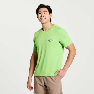 Green Saucony Explorer Short Sleeve Men's T Shirts | Malaysia S74325-R26