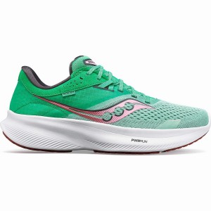 Green / Pink Saucony Ride 16 Wide Women's Running Shoes | Malaysia S27619-D17