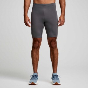 Grey Saucony Fortify Lined Half Men's Tight | Malaysia S12657-G48