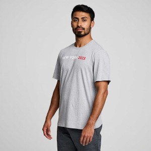 Grey Saucony New York Rested Men's T Shirts | Malaysia S91437-P63