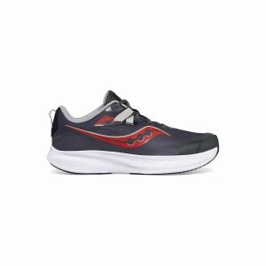 Grey / Black / Red Saucony Ride 15 Sneaker Kids' Running Shoes | Malaysia S97430-Q37