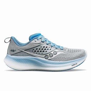 Grey / Blue Saucony Ride 17 Wide Women's Running Shoes | Malaysia S60915-C75