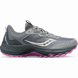 Grey / Purple Saucony Aura TR Wide Women's Trail Running Shoes | Malaysia S90138-Y13