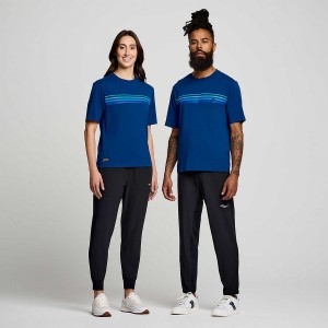 Indigo Saucony Recovery Short Sleeve Men's T Shirts | Malaysia S90836-M25