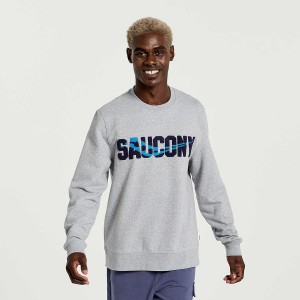 Light Grey Saucony Rested Crewneck Men's Sweatshirt | Malaysia S20896-B48