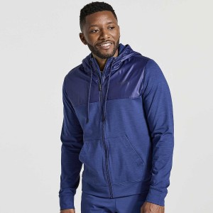 Navy Saucony Solstice Zip Hoody Men's Tops | Malaysia S16285-Z34