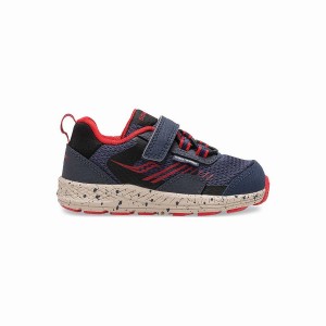 Navy / Red Saucony Wind Shield A/C Jr. Sneaker Kids' Running Shoes | Malaysia S37064-S08