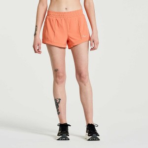 Orange Saucony Outpace 3" Women's Shorts | Malaysia S45367-T73