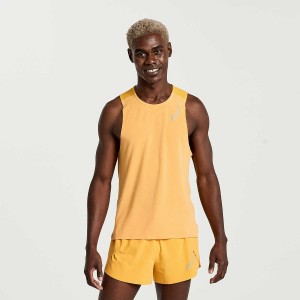 Orange Saucony Pinnacle Sleeveless Men's Tank Top | Malaysia S12489-V24