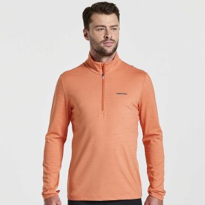 Orange Saucony Solstice 1/4 Zip Men's Tops | Malaysia S75340-T62