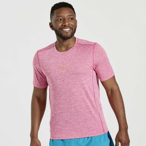 Pink Saucony Stopwatch Short Sleeve Men's T Shirts | Malaysia S67903-R21