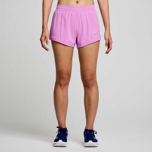 Purple Saucony Outpace 3" Women's Shorts | Malaysia S97184-X60