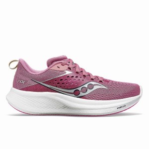 Purple / Silver Saucony Ride 17 Wide Women's Running Shoes | Malaysia S83127-B98