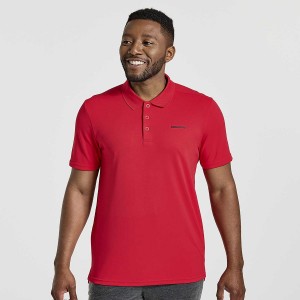 Red Saucony Polo Men's T Shirts | Malaysia S70412-F26