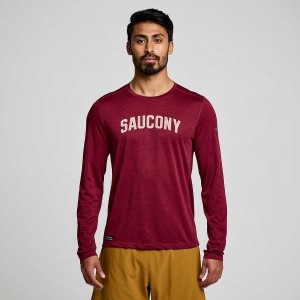 Red Saucony Stopwatch Graphic Long Sleeve Men's T Shirts | Malaysia S91052-T43