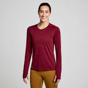 Red Saucony Stopwatch Long Sleeve Women's T Shirts | Malaysia S43870-A82