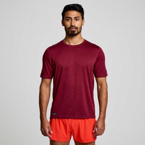 Red Saucony Stopwatch Short Sleeve Men's T Shirts | Malaysia S02143-L46