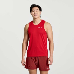 Red Saucony Stopwatch Singlet Men's Tank Top | Malaysia S41325-W31