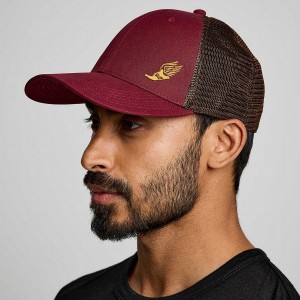 Red Saucony Trucker Men's Hats | Malaysia S85641-A82