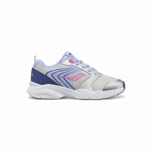 Silver / Blue / Pink Saucony Wind FST Lace Sneaker Kids' Running Shoes | Malaysia S47619-C78